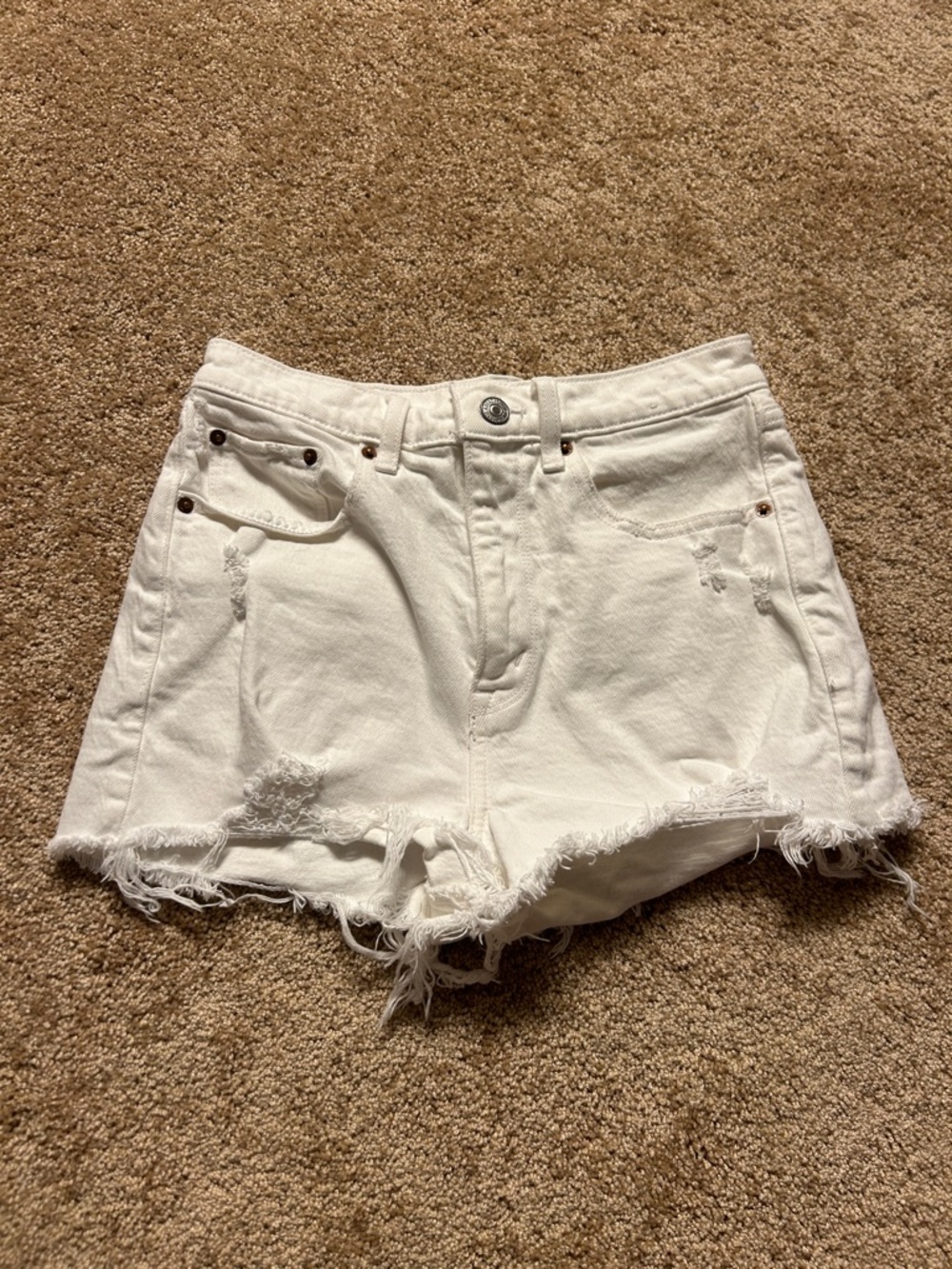 Abercrombie & Fitch White Distressed Denim Cutoff Shorts